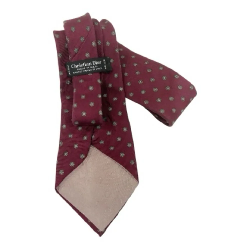 Christian Dior Vintage Men’s Burgundy Floral Patterned Tie